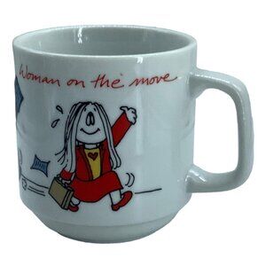 Vtg Cathy Coffee‎ Mug Cup Comic Strip Woman on the Move Universal Press Work Fun